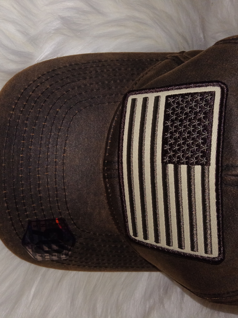 Rustic Brown 'Rugged' ADJUSTABLE Flag Baseball Cap - RUNS DEEP - Picture 8 of 8
